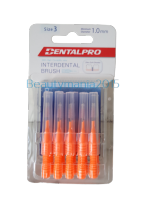 DentalPro I-Shaped Interdental brush size 3 (s) 1.0 mm. เดนทัลโปร  แปรงซอกฟัน ด้ามตรง ขนกรวย ไซส์ S ขนาด 1.0 มิล สีส้ม