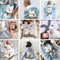 Polar Bear Children Knitted Blanket Newborn Infant Sleeping Swaddle Wrap Sleepsack Bedding Sofa Beach Mat Photography Props