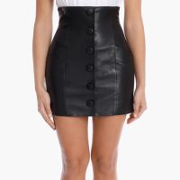 HIGH STREET Newest 2023 Designer Skirts Womens Single Breasted Faux Leather Mini Skirt