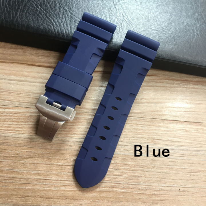 24-26mm-black-orange-blue-red-gray-green-silicone-rubber-whatchband-for-pam-radiomir-watch-strap-butterfly-buckle-with-engraving