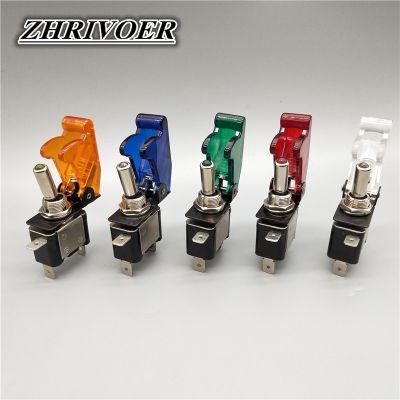 Auto Car Boat Truck Illuminated Led Toggle Switch With Safety Aircraft Flip Up Cover Guard Red Blue Green Yellow White 12V20A