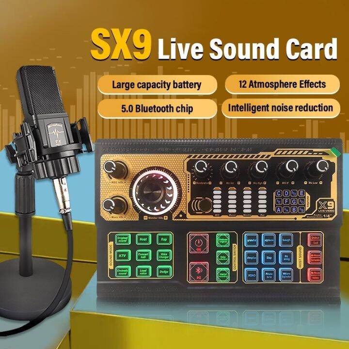 SX9 Professional Live Sound Card External Voice Converter Audio Mixer