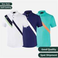 Golf Sports Mens Short-Sleeved T-Shirt Summer Clothing Stitching Polo Shirt Quick-Drying Top Clothes