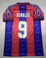 เสื้อบอล ย้อนยุค บาร์เซโลน่า 1997 เหย้า Retro Barcelona Home พร้อมเบอร์ชื่อ 9 RONALDO 1997-98 เรโทร คลาสสิค