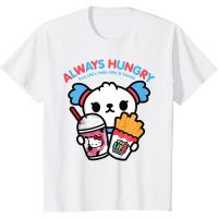 [Fashion] เสื้อGOOD YFเสื้อยืดผ้าฝ้ายพรีเมี่ยม เสื้อยืด พิมพ์ลาย Toca Life x Hello Kitty &amp; Friends ALWAYS HUNGRY สําหรับผู้ชายเสื้อยืดแขนสั้น