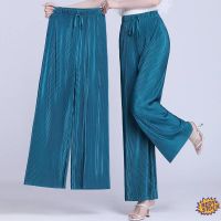 COD SDFSDRGBWWW Trauser pants for woman Square pants plus size Korean style Pleated wide leg pants female 2019 spring and summer new ice silk chiffon casual large size trousers pepper easing nine