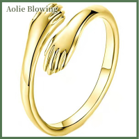 Aolie 925เครื่องประดับเงินสเตอร์ลิงรักกอดแหวน Retro Fashion Tide flow Open RING