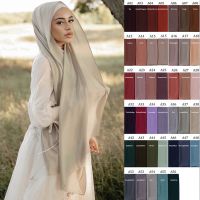 《Miki Xinyuan》70x180cmChiffonWomen สีทึบ HIjabsHeadWomen Hijabs ผ้าพันคอสุภาพสตรี Foulard FemmeVeil