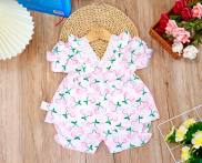 Combo 3 bộ đồ bé gái tay bồng baby doll Mina Bebé hoạ tiết trái cây mùa hè