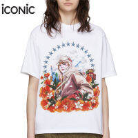 iCONiC AMERICA T-SHIRT #3696 เสื้อยืด พิมพ์ลายนักบินหญิง ดอกไม้สีส้ม และกลุ่มดาว เสื้อยืดพิมพ์ลาย เสื้อยืดแฟชั่น  เสื้อยืดผญ เสื้อยืดผช