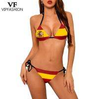 VIP FASHION 2021 Bikini Mujer Swimwear Women Swimsuit Swimwear 3D Spain Flag Printed Bikini Set Summer Beachwear Bathing suits