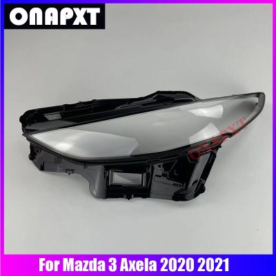 ฝาครอบไฟหน้ารถสำหรับ Mazda 3 Axela 2020 2021ที่ครอบโคมไฟเลนส์แก้วหัวสดใสเปลือกโคมไฟหมวกแก็ป