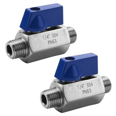 2X Stainless Steel Ball Valve - 1/4 Inch NPT Thread Male Small Mini Ball Valve (1/4Inch Male&amp;Male)