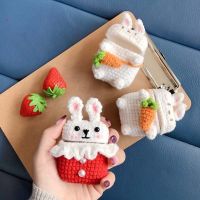 ☾﹍ Cute rabbit Knitted Plush Case For AirPods pro Wireless Bluetooth Earphone Cover For Apple Airpods 2 1 Case Headphone Case Box