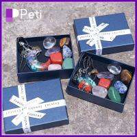 PETI JEWELLERY ของขวัญสำหรับเด็ก ฝึกสมาธิโยคะ ตัวอย่างแร่ตัวอย่าง การรักษาทางจิตวิญญาณ หินจักระ7 คริสตัลธรรมชาติธรรมชาติ สร้อยคอดวงจันทร์ดาว พลังงานเรกิ