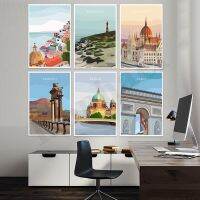 โปสเตอร์วิวการเดินทางในเมืองของ Arc De Triomphe, Connemara,Killer,Berlin, Venice, Naples,Singapest,Netherlands, Paris และ Rome สำหรับ Home Wall Decor