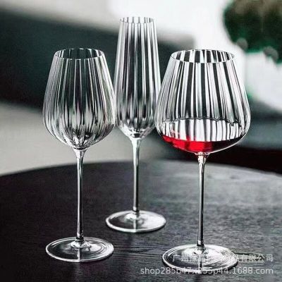 ชุดถ้วยขายาวแชมเปญกันลมแก้วไวน์แดงคริสตัลแบบนอร์ดิกใช้ในบ้านภาษาศาสตร์สององุ่นขาวเบอร์กันดี