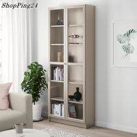 ตู้หนังสือ ตู้โชว์ ตู้หนังสือบานกระจกนิรภัย 80x30x202 ซม.  Bookcase Door Tempered Glass Show Collection 80x30x202 Cm