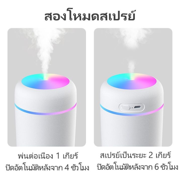 สินค้าใหม่ปี-2023-เครื่องทำให้ชื้น-300ml-เครื่องเพิ่มความชื้น-เครื่องพ่นอโรม่า-เพิ่มความชื้น-โคมไฟอโรมา-ไฟหลากสี