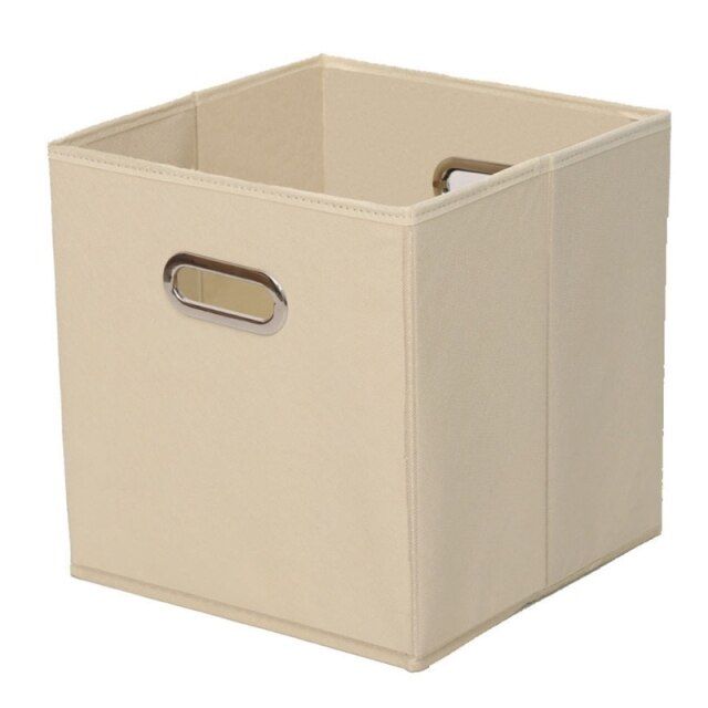 กล่องชั้นวางของทรงกล่องผ้า50lb-พร้อมที่จับโลหะคู่กล่องเก็บของพับได้ตะกร้าเก็บเสื้อผ้าของเล่น