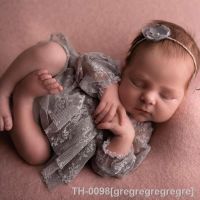 ◕❅ gregregregregre 3 pçs fotografia recém-nascidos adereços bebê menina vestido de renda infantil da criança foto headdress outfits 0-6 mês saia do photoshoot