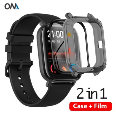 2-in-1 Protector Case + Screen Protector for Huami Amazfit GTS Soft TPU Protective Cover Smart Watch Film (Not Glass Cases Cases