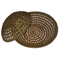 Rattan Bread Basket Round Hand-Woven Tea Tray Food Serving Platter for Dinner Parties Coffee Breakfast, 2PCS