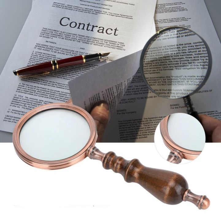 10X Wooden Handle Reading Magnifying Glass Handheld Optical Glass Lens  Magnifier Loupe Vintage Collectible Gifts