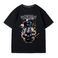 แฟชั่น Hollow Knight เกมอัศวินกลวงรอบเสื้อยืดสีเข้มในแฟชั่นบุรุษใหม่ผ้าฝ้ายแขนสั้นด้านบน เสื้อผ้า