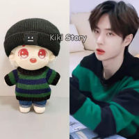 20CM เสื้อผ้าสำหรับตุ๊กตาผ้าฝ้าย ของแท้ ชุดเสื้อผ้าตุ๊กตา Wang Yibo ลายทาง สีเขียว TV the untamed ไอดอล ผ้าฝ้าย 20 ซม. แบบเปลี่ยน