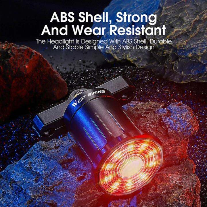 ความสว่างสูงเตือนความปลอดภัย-led-ไฟท้ายจักรยานปั่นจักรยานตะวันตก-สินค้ามาใหม่มี6โหมดชาร์จ-usb-ได้เพื่อความปลอดภัยเมื่อเบรก