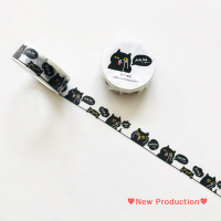 New Production? เทปกาว Washi สำหรับตกแต่งลายแมวน่ารักขนาด15มม. x 5ม. สติกเกอร์สำหรับตกแต่งสมุดติดรูปแบบทำมือ