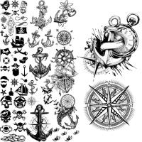 Anchor Compass Temporary Tattoos For Adults Men Arm Back Tatoos Realistic Pirate Infinite Cartoon Small Fake Tattoo Sticker DIY Stickers