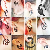 8 Pairs 16G Graceful Tribal Spiral Fake Gauges Acrylic Ear Tapers Fake Plugs Horn Stud Earrings Set Jewelry Unisex