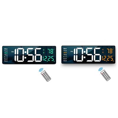 Digital Wall Clock Large Display, Large Wall Clocks, Modern LED Digital Clock with Remote Control for Room Decor