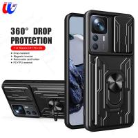 เคสใหม่ไฮบริด SGP สำหรับ Mi 12T Pro 5G กันกระแทกแข็งแกร่ง Coque สำหรับเสี่ยวหมีเสี่ยวหมี Mi 12 T 12 T 12 T Pro 5G ที่ใส่ช่องเสียบบัตรวงแหวนแม่เหล็กฝาปิดเลนส์สไลด์