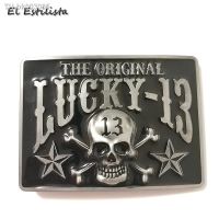 ✾▽▲ Original Brand Lucky-13 Gambling Mens Belt Buckle Gaming Rectangle Skull Buckles Fit 4cm Belts DIY Jeans Accessories Belts Head