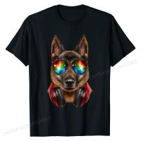 German Shepherd Dog, DJ Galaxy Sunglass, Headphone, T-Shirt Cotton T Shirt for Men Normal Tops &amp; Tees Cheap Birthday