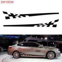 （ssklo）2pcs 200 x 25CM PVC Striped Grid Pattern Creative Refit Car Racing Side Body Sticker