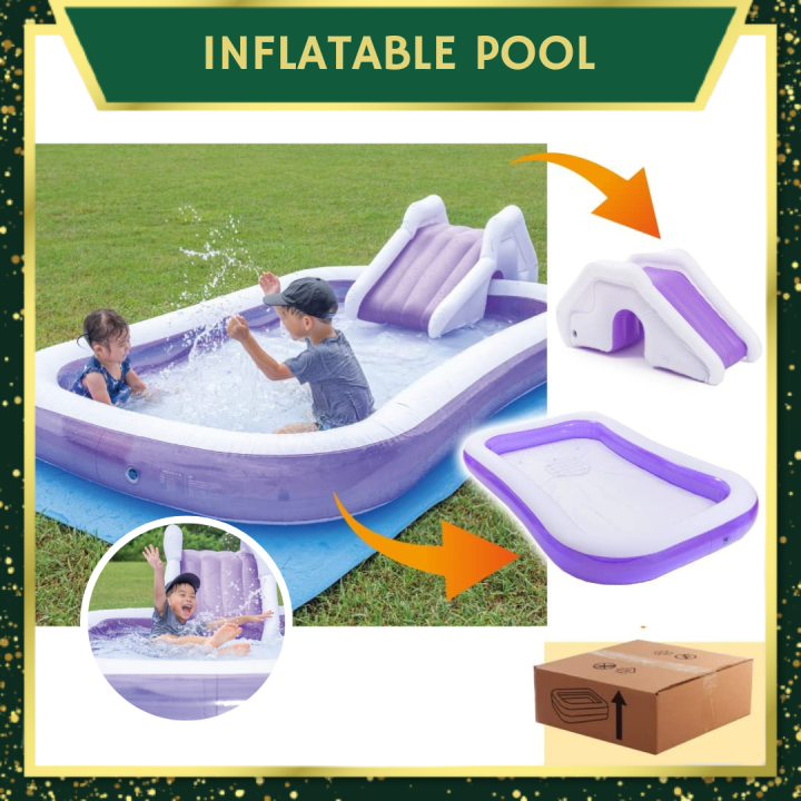 SETTLE WELL Inflatable Pool with Slide for Kids Inflatable Single