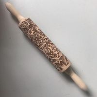 Christmas Flower Snowflake Pattern Rolling Pin Flower Embossed Wooden Rolling Pin Laser Engraving Flower Print No Paint Bread  Cake Cookie Accessories