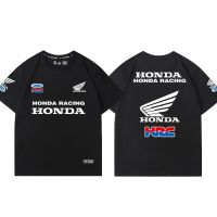 คุณภาพสูง เสื้อยืดแขนสั้น แบบแห้งเร็ว ลายรถจักรยานยนต์ Honda hrc สไตล์เรโทร สําหรับผู้ชาย