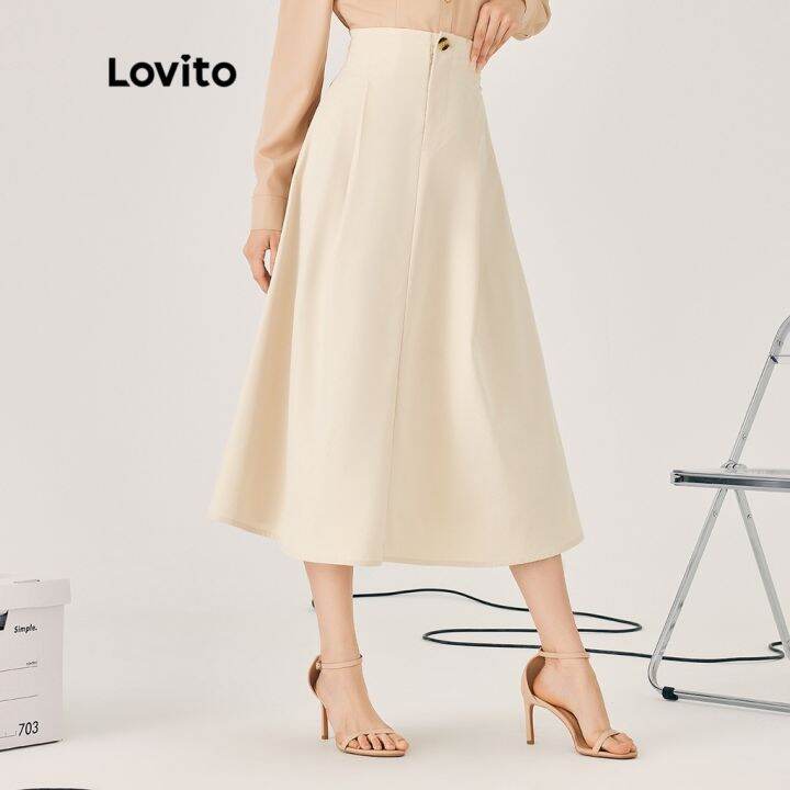 lovito-muslim-plain-button-front-zipper-ruched-delicate-texture-skirt-for-women-l47ed090-khaki