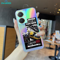 ZeroQiQi เคสโทรศัพท์สำหรับ Vivo Y27ตัวอักษรที่สร้างสรรค์การ์ตูน,เคสบัตรเลเซอร์เคสกันกระแทกขอบสีรุ้งสุดเท่โทรศัพท์สลายเลเซอร์เท่ห์เท่ห์สีฉูดฉาด