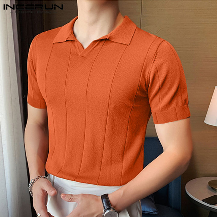 Perfectly Incerun Men Collared Short Sleeve T Shirt Henley Casual Formal Tee Topkorean Style