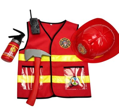 （Good baby store） Kids Firefighter Cosplay Little Fireman Firemen Costume  For Boy Child Halloween Carnival Party Costumes For Boys