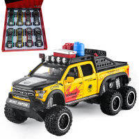 njhgj[ จำนวนมาก ]1:24 รถออฟโรดหกล้อแบบสเปรย์คู่ Ford Raptor Alloy Sound-Light Back Off Off-Road Model nalkhglka