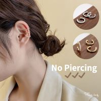 Korean No Pierce Ear Cuff 925 Silver Half Round Earrings Hypoallergenic 1 Pcs Platinum Golden Helix Twisted Zircon