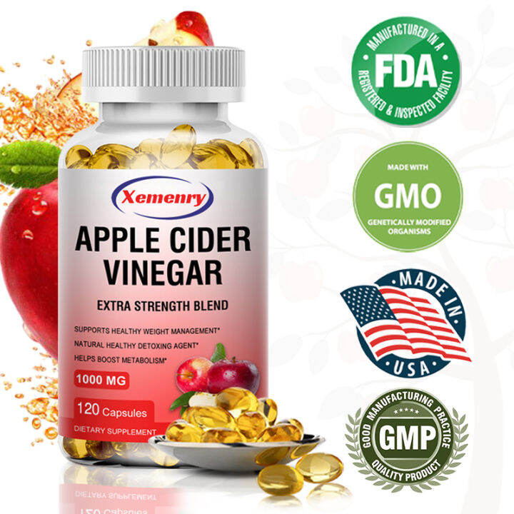 Xemenry Organic Apple Vinegar Capsules Apple 120 Vegetarian Capsules