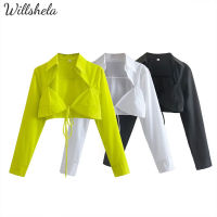 Willshela เสื้อคอร์เซ็ททรงครอปหลากสีแฟชั่นสำหรับผู้หญิงอกเว้าอกอก Y2K ลำลองสำหรับผู้หญิงเสื้อสั้น